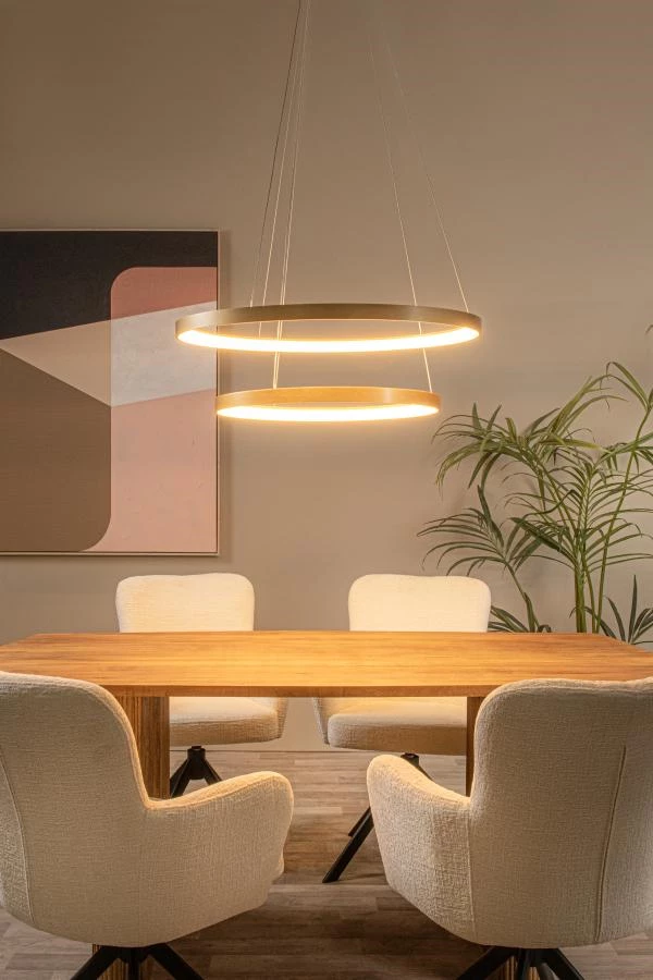 Lucide Premium VIDAL - Pendant light - Ø 78 cm - LED Dim. - 1x92W 2700K - Matt Gold / Brass - atmosphere 1